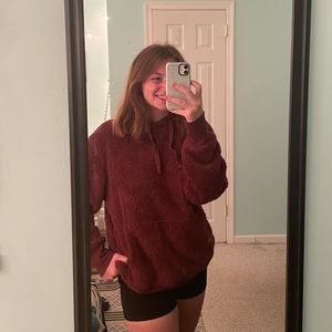 Fluffy Maroon Hoodie